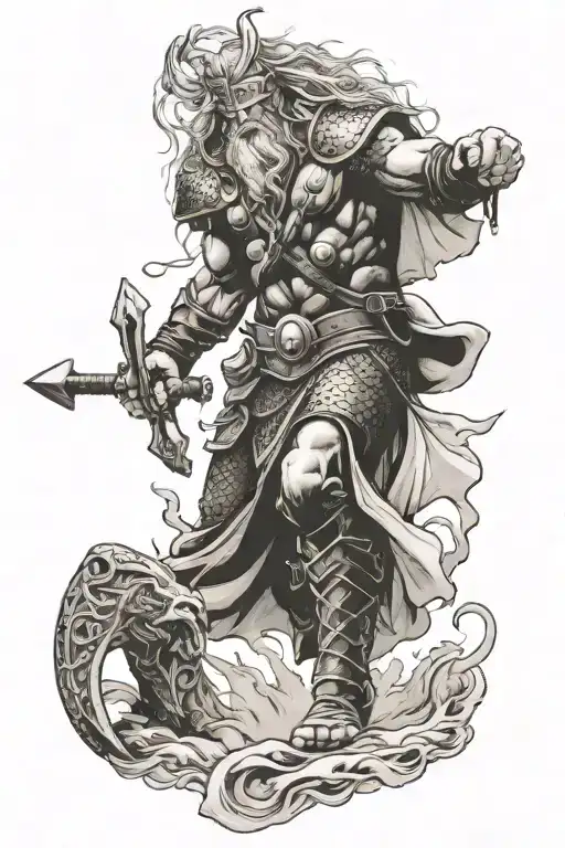 Norse Thor Vs Jormungundr