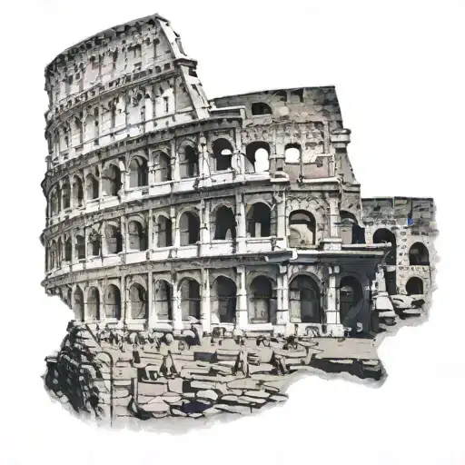Roman Colosseum With A Gladiator Fighting Inside