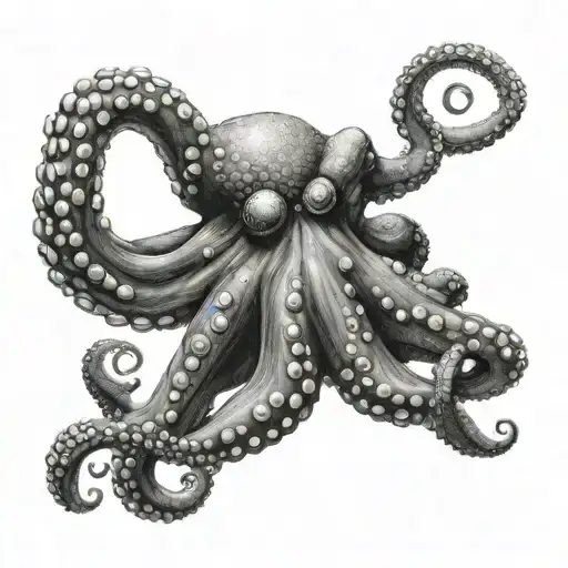 Octopus Swimming Facing From Front