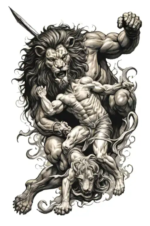 Hercules Fighting Nemean Lion