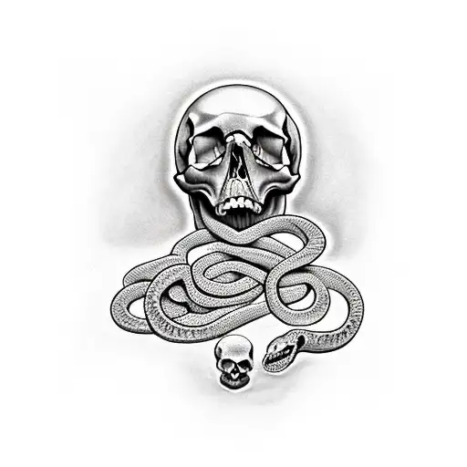 Skull Killing A Snake