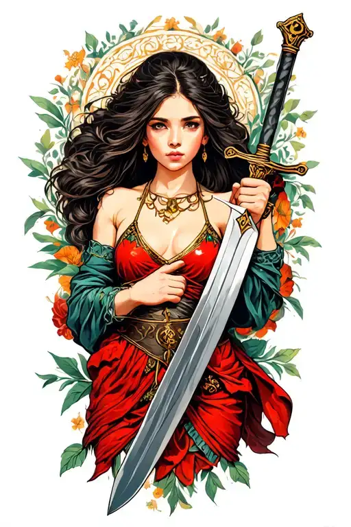 Strong Independent Woman Holding A Sword