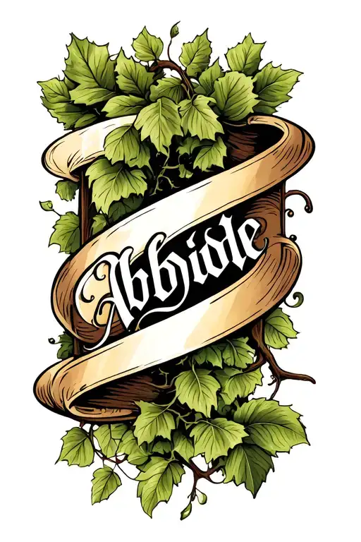 Vine With Scroll With Word Abide