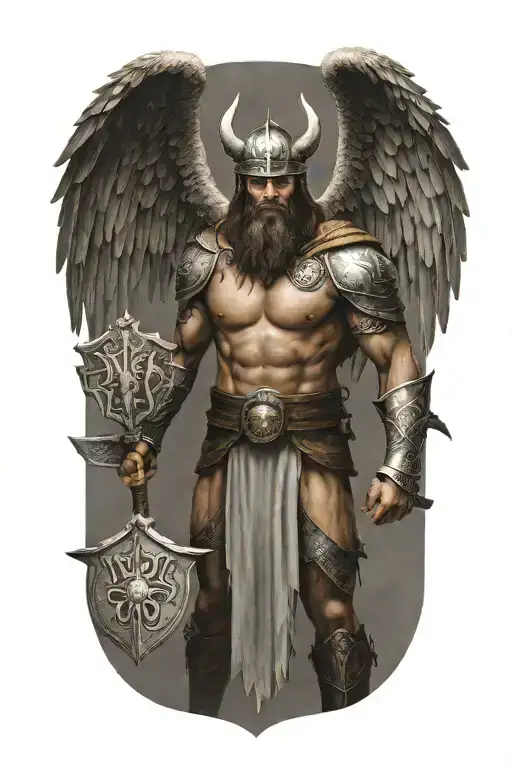 Real Madrid Viking Warrior With Wings Holding A Sign That Says Defendamos El Trono