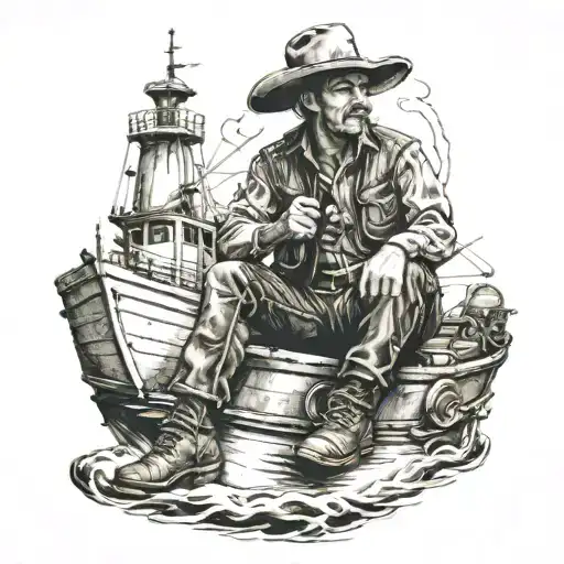 Cowboy Sitting On A Tugboat