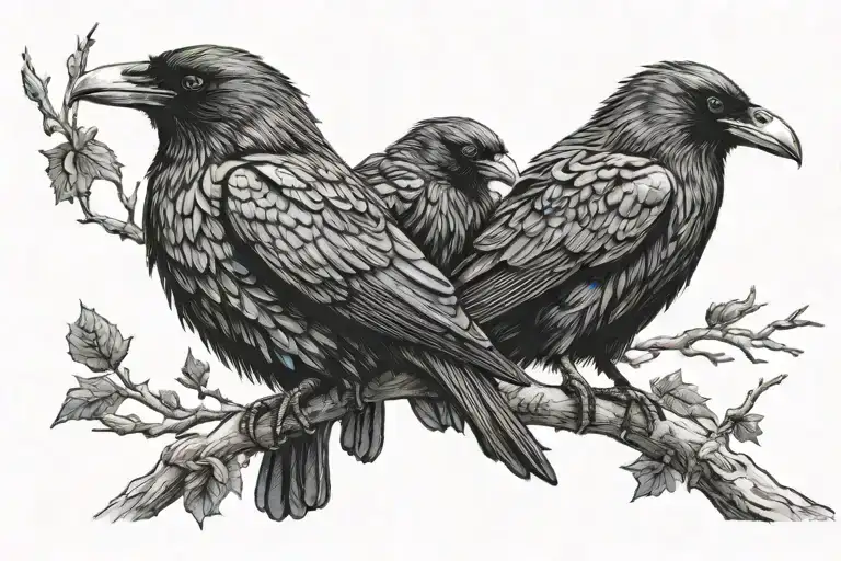 Black Ravens Nordic Hugin Munin Hyper Realistic