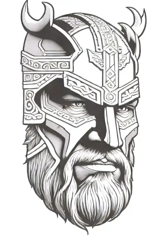 Viking Face Tilted To Left Side