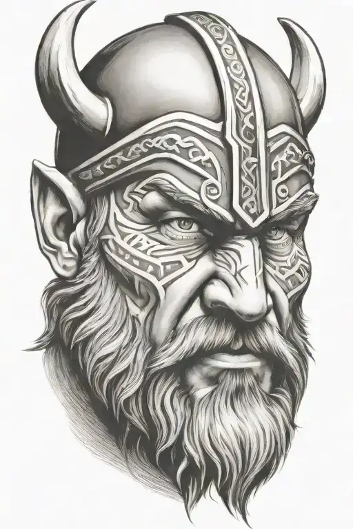 Viking Face Tilted To Left Side