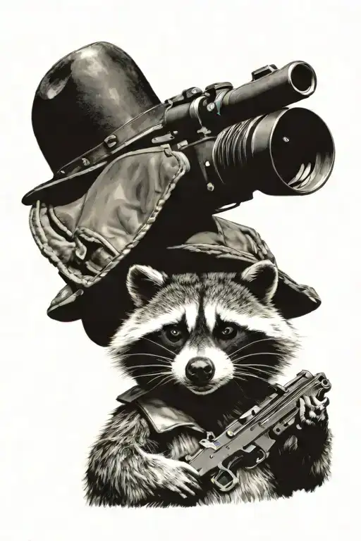 Raccoon With Gun