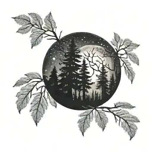 Forest Landscape Night Sky