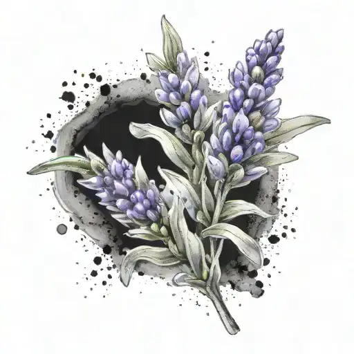 Single Lavender Sprig With Quartz Crystal