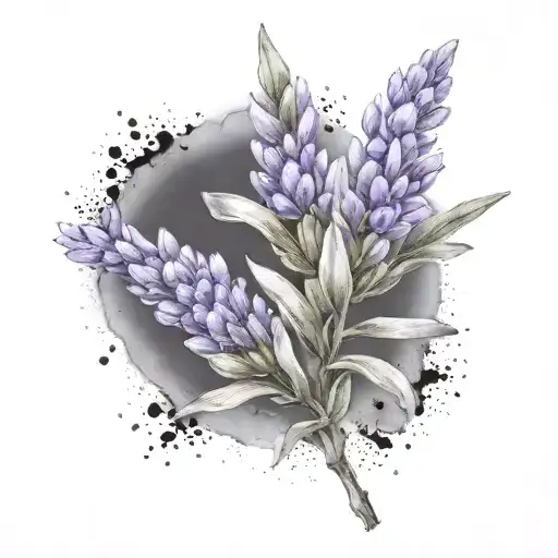 Single Lavender Sprig With Quartz Crystal