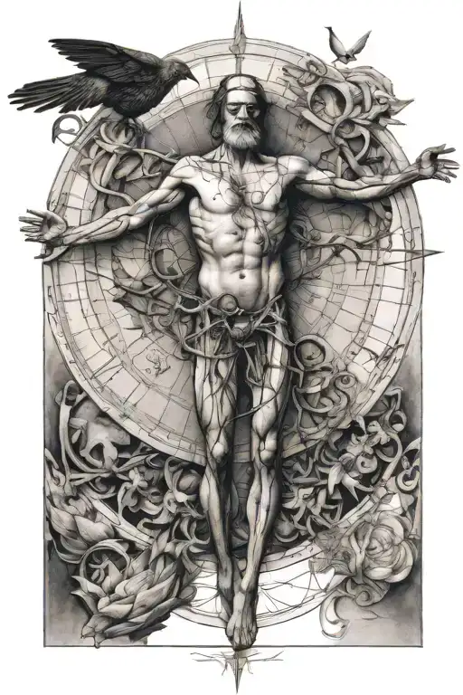 Half Vitruvian Man Half Bird