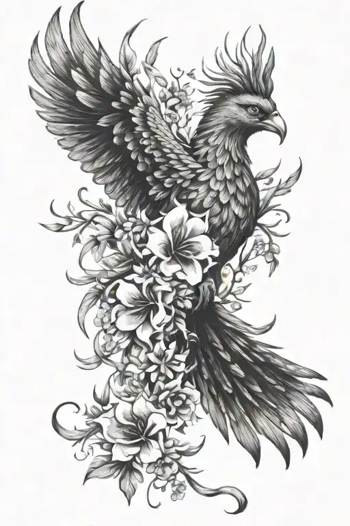Phoenix And Flowers