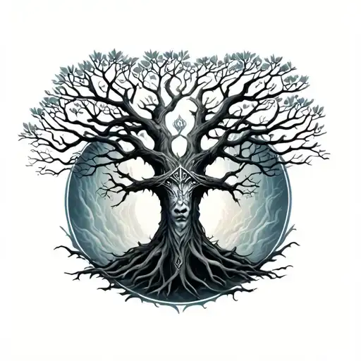 Whole Freya Norse Goddes Grouing Yggdrasil Tree