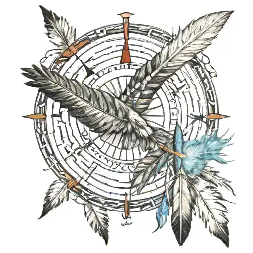 Native American Medicine Wheel With Feathers