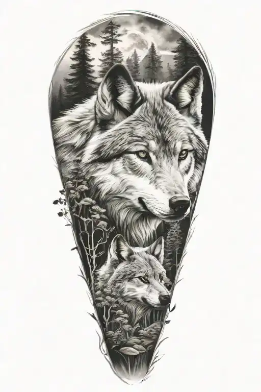 Wolf In Nature Inspired Sleeve