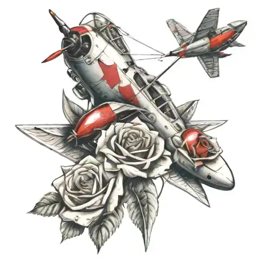 Red Arrow Plane And A Rose