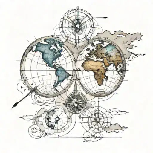 Worldmap With Compass And Divider