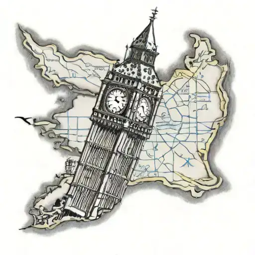 Big Ben Inside England Country Outline