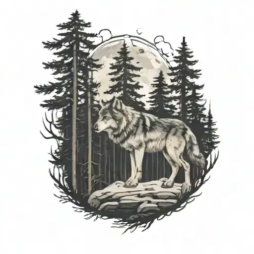 Wolf Moon Forest Background