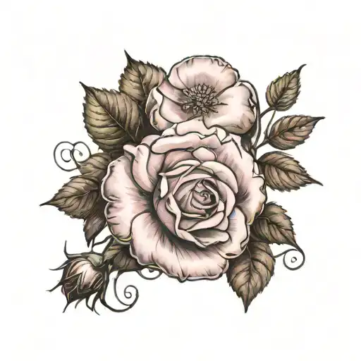 Pink Mondial Rose Tied With Brown Mushroom Growing