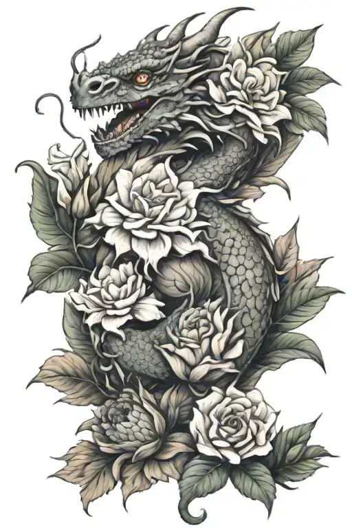 Dragon And Flowers
