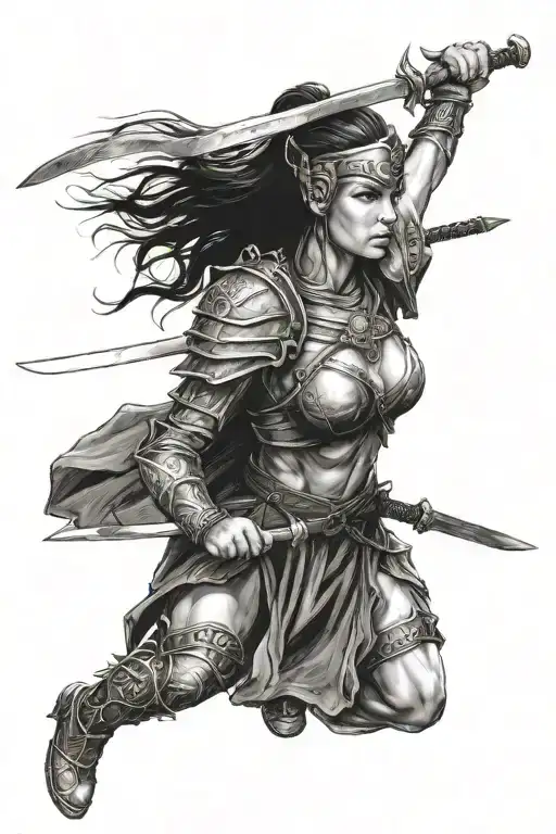 Narcolepsy Female Warrior Wielding A Sword