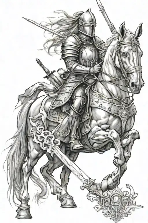 Female Knight Without Helmet Adorned