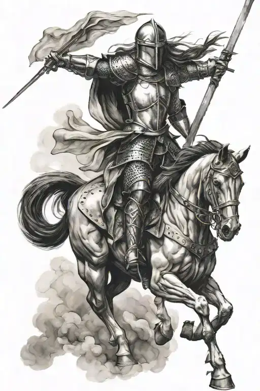 Female Knight In Battle Scene