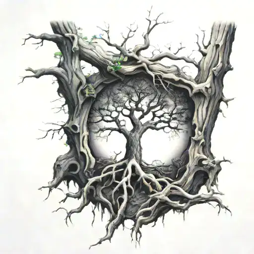 A Tree And Roots With 2 Keyholes