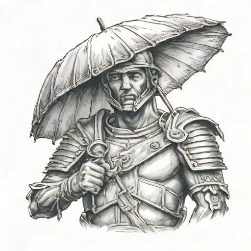Roman Soldier With Umbrella