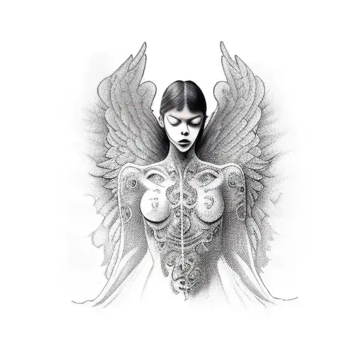 Full Black Angel Back No Hand No Face