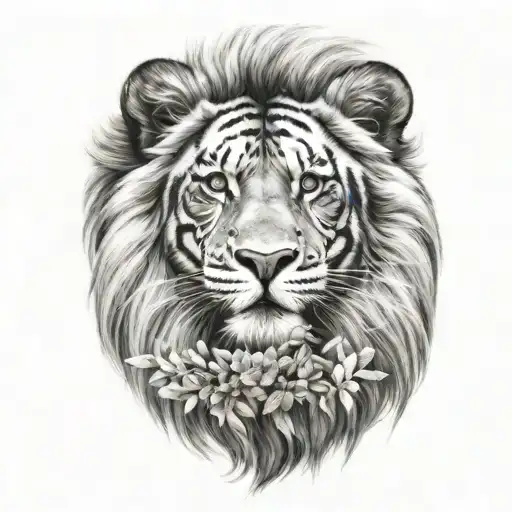Lion And Tiger Head Tattoo Holding