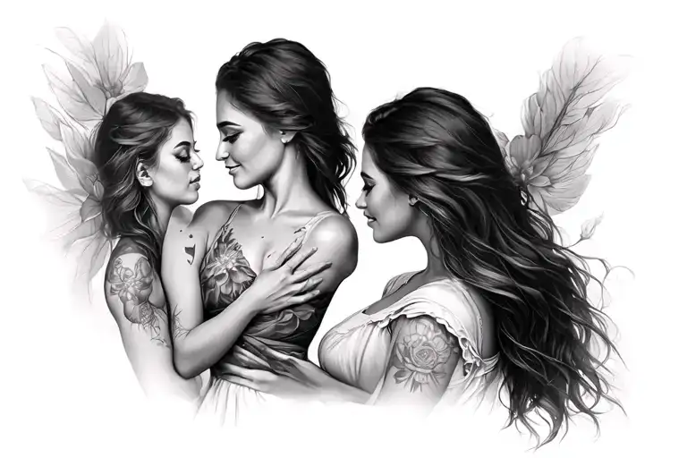 Girl And Mother Holding Her