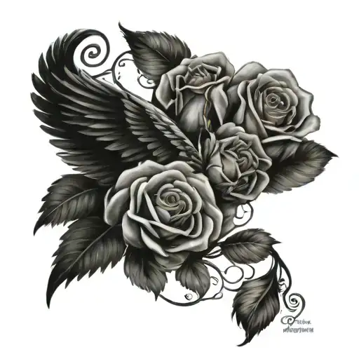 Wing And Roses Growing