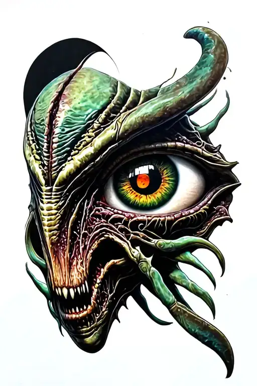 Alien Monster And Eyes Surrounded