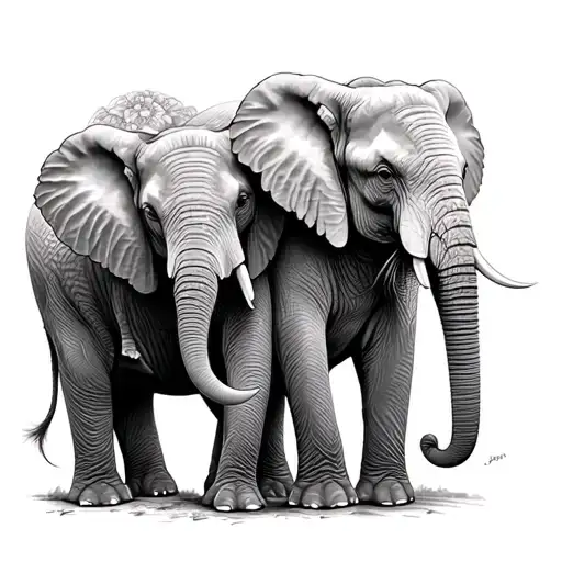 Matching Sister Tattoo In Memory Of Mother Elephants