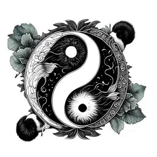 Panda Yin Yang Symbol Pisces Zodiac Sign