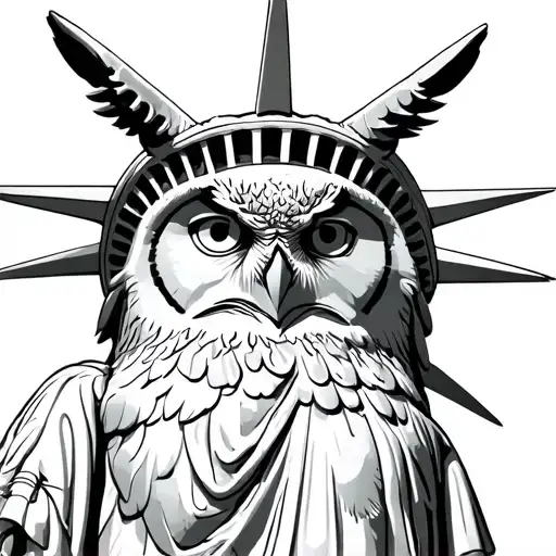 Statue Of Liberty With Cyrus The Great Horned Owl