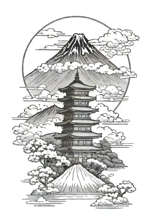 Mount Fuji Background Black And White