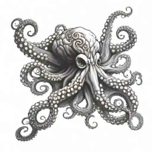 Octopus With Skulls In Its Tentacles
