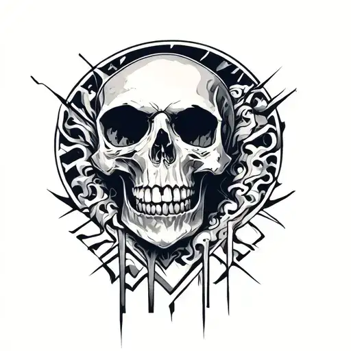 Zig Zag Logo Transformed Into A Skull Inside