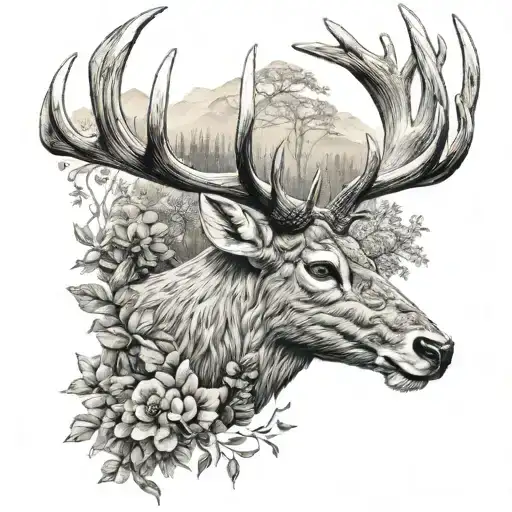 Antlers With Wildlife And Nature Elements