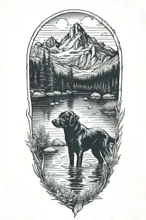 Mountains Black Lab Lake