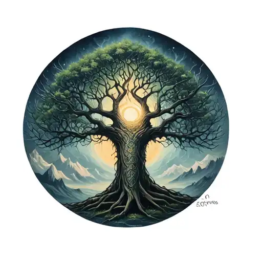 Freya Norse Goddes Growing Together Ygg Drasil Tree