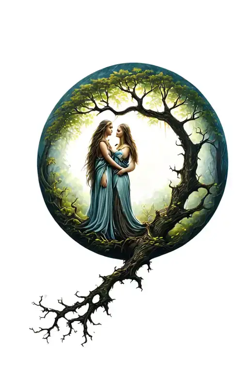 Freya Norse Goddes Growing Together Ygg Drasil Tree