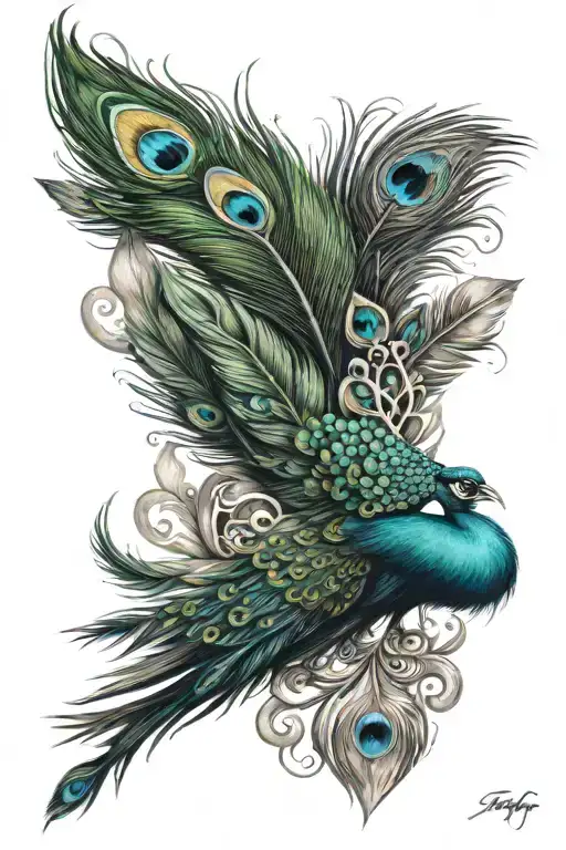Peacock Feathers And Trident