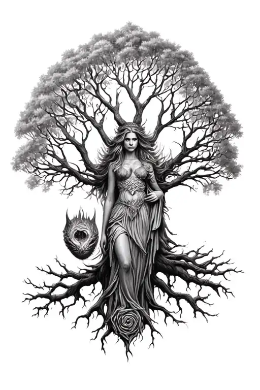 Freya Norse Goddes Growing Together Ygg Drasil Tree
