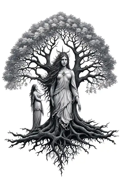 Freya Norse Goddes Growing Together Ygg Drasil Tree